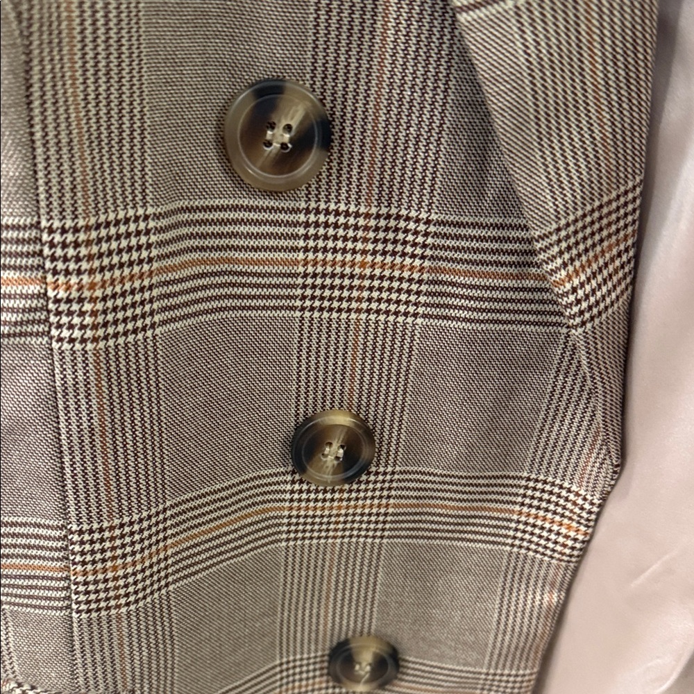 Skies Are Blue Women's Beige Checkered Blazer - Picture 4 of 6